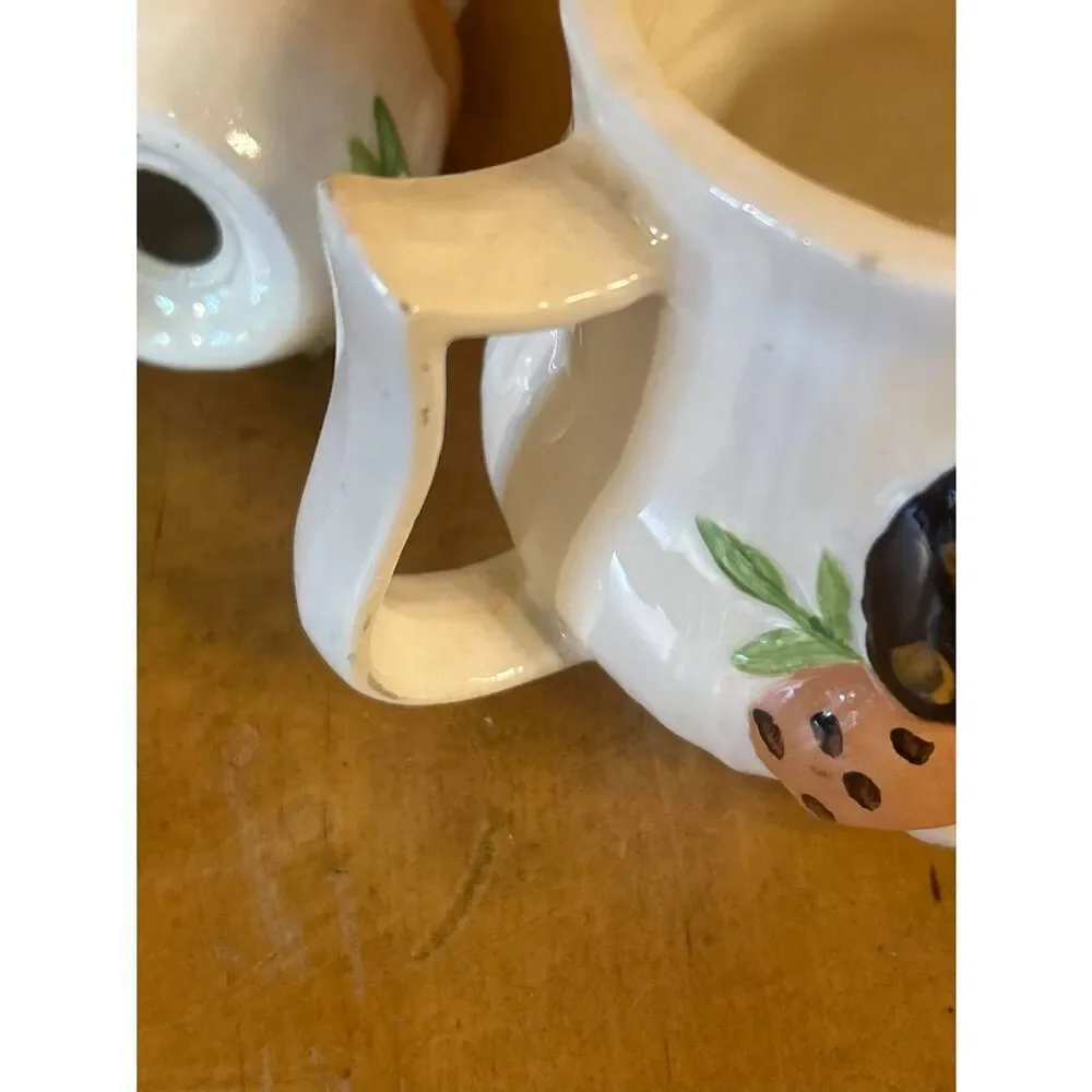 Vintage Arnels Mushroom Ceramic Creamer Sugar Bowl Salt Pepper Shaker Read (5008